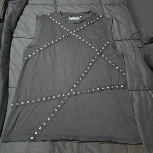 Killstar Black Men's Dead Punch Muscle Tee with Silver Accents